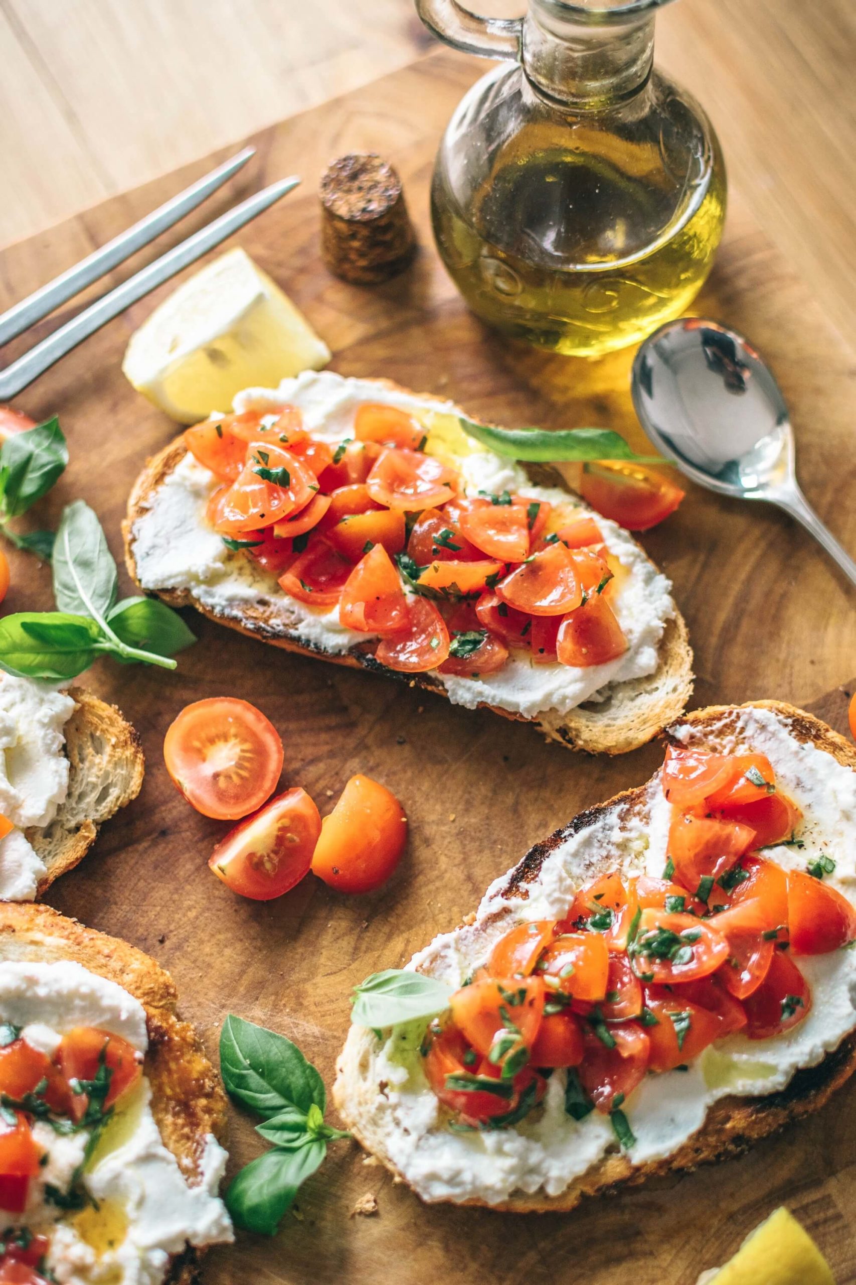 Basil Cream Cheese Bruschetta